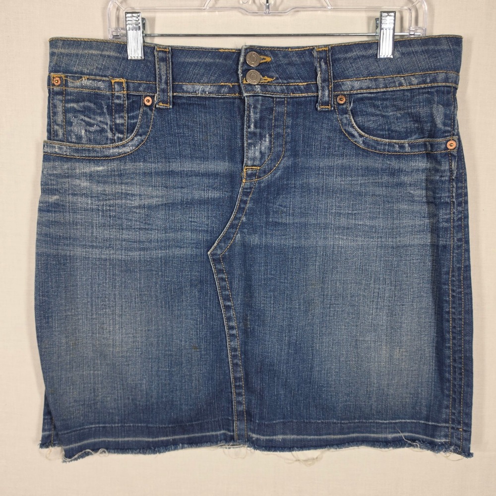 VTG Hudson Jeans Denim Mini Skirt Womens 29 Whiskering Dark Wash Y2K Made in USA